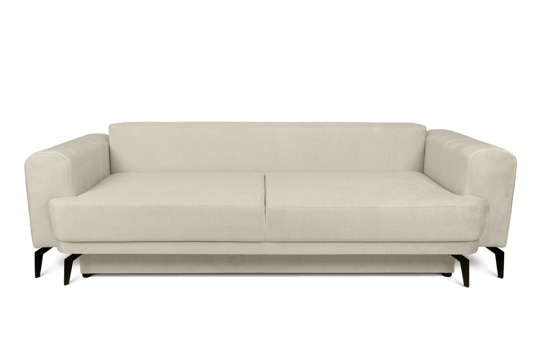 Luzano 3-zitsbank met slaapfunctie en opbergruimte | Crème fluweel Vogue 1 | 250x73x100 cm