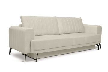 Luzano 3-zits slaapbank met opbergruimte - Crème fluweel | Kleur: Crème | Maat: 250x90x100 cm