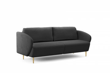 Naolia Bank met Slaapfunctie en Opbergruimte - Zwarte Magni Stof | Gouden Poten | 215x99x107 cm