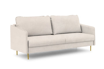 Taila 3-zitsbank met slaapfunctie en beddengoedbox | Beige Loft 01 | Gouden poten
