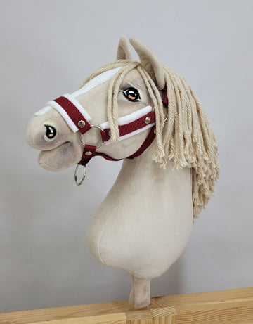 Verstelbaar halster Hobby Horse A3 – paardenhalster – extra zacht wit bont, comfortabel