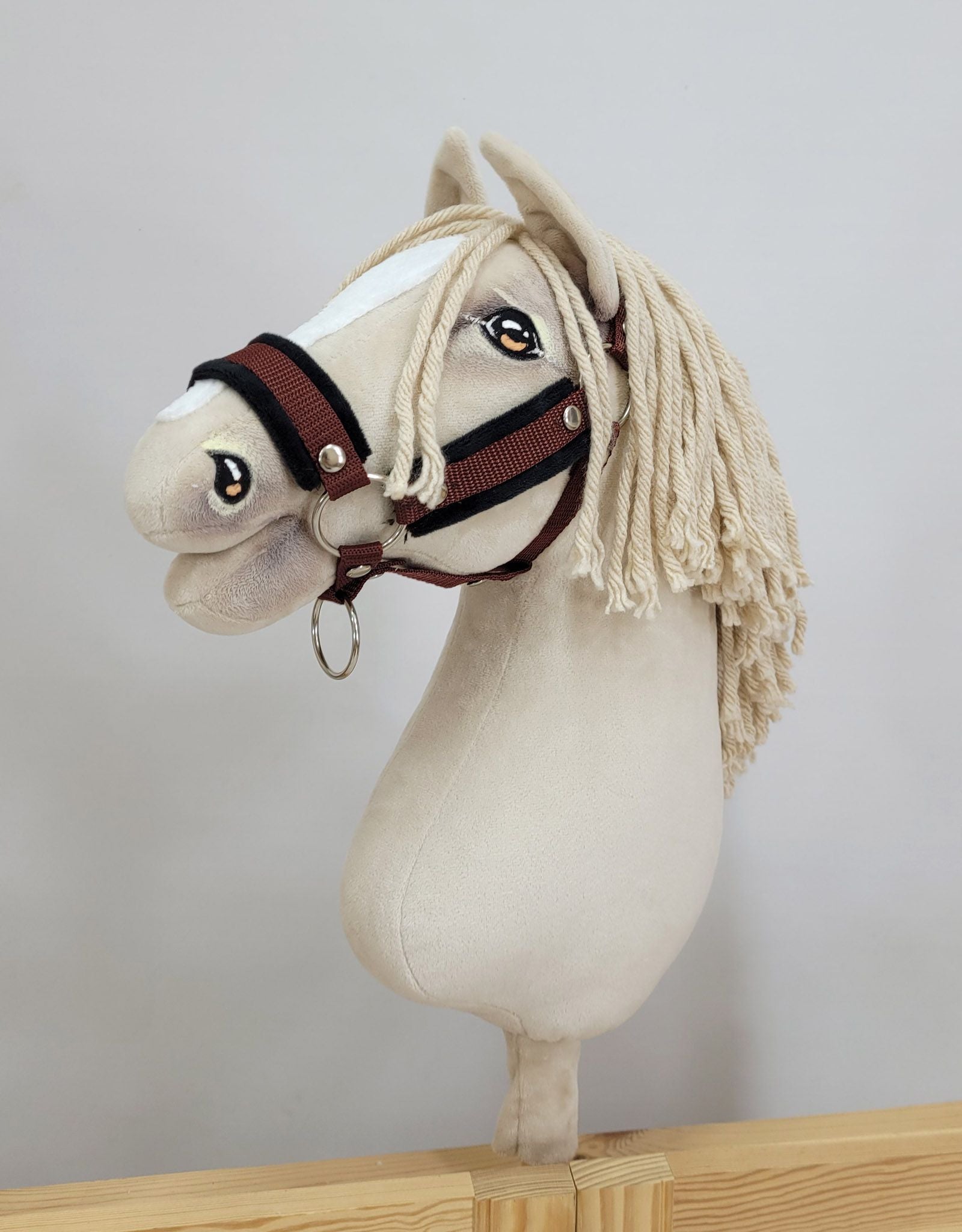 Verstelbaar halster, paardenhalster, zachte bontvoering – Bruin – Voor hobby paard A3