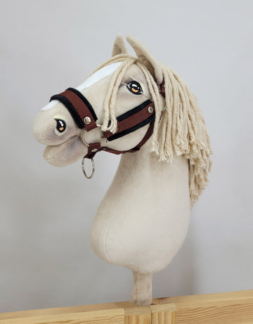Verstelbaar halster, paardenhalster, zachte bontvoering – Bruin – Voor hobby paard A3