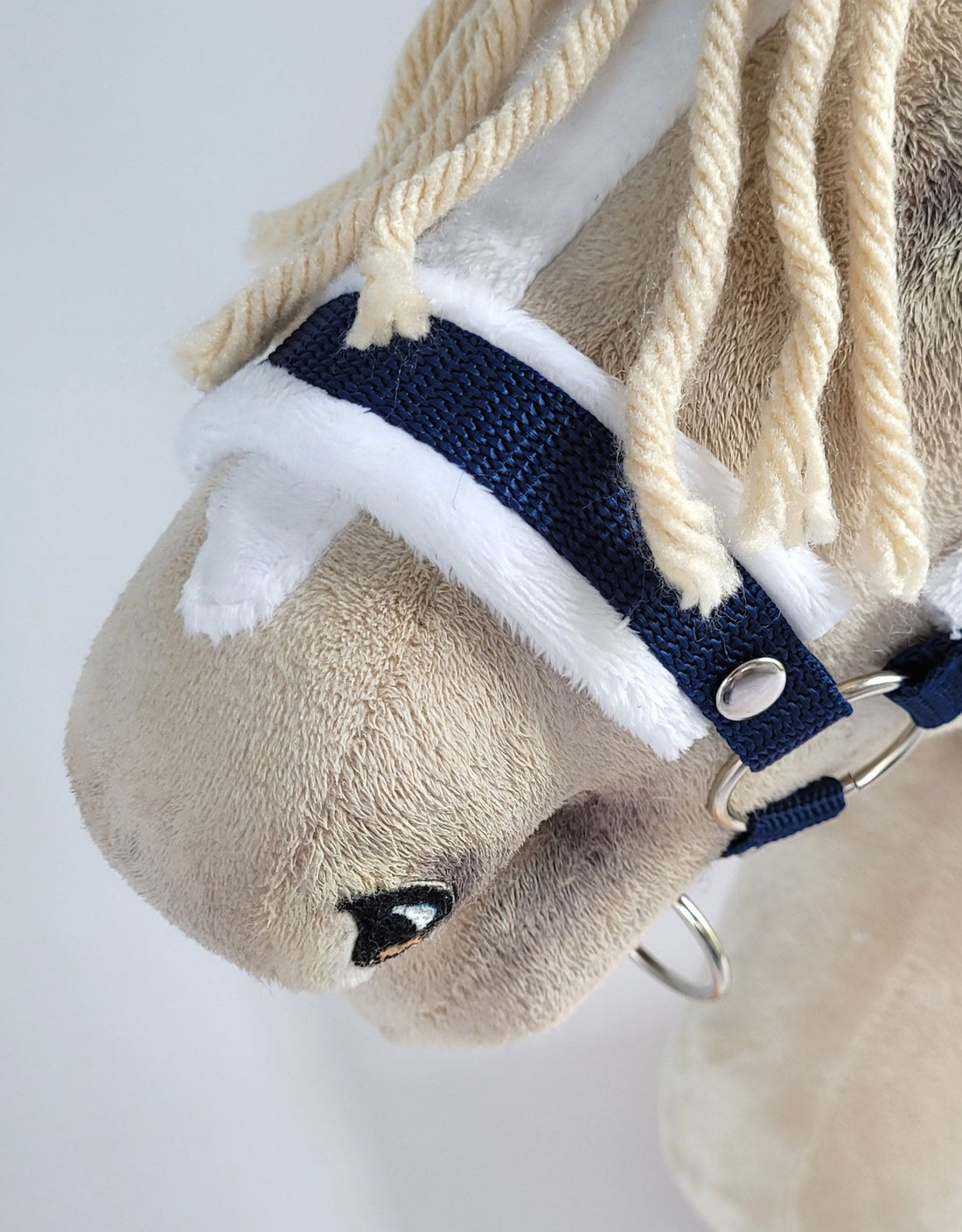 Verstelbare halster - paardenhalster - extra comfortabel bontvoering, maat A3, marineblauw