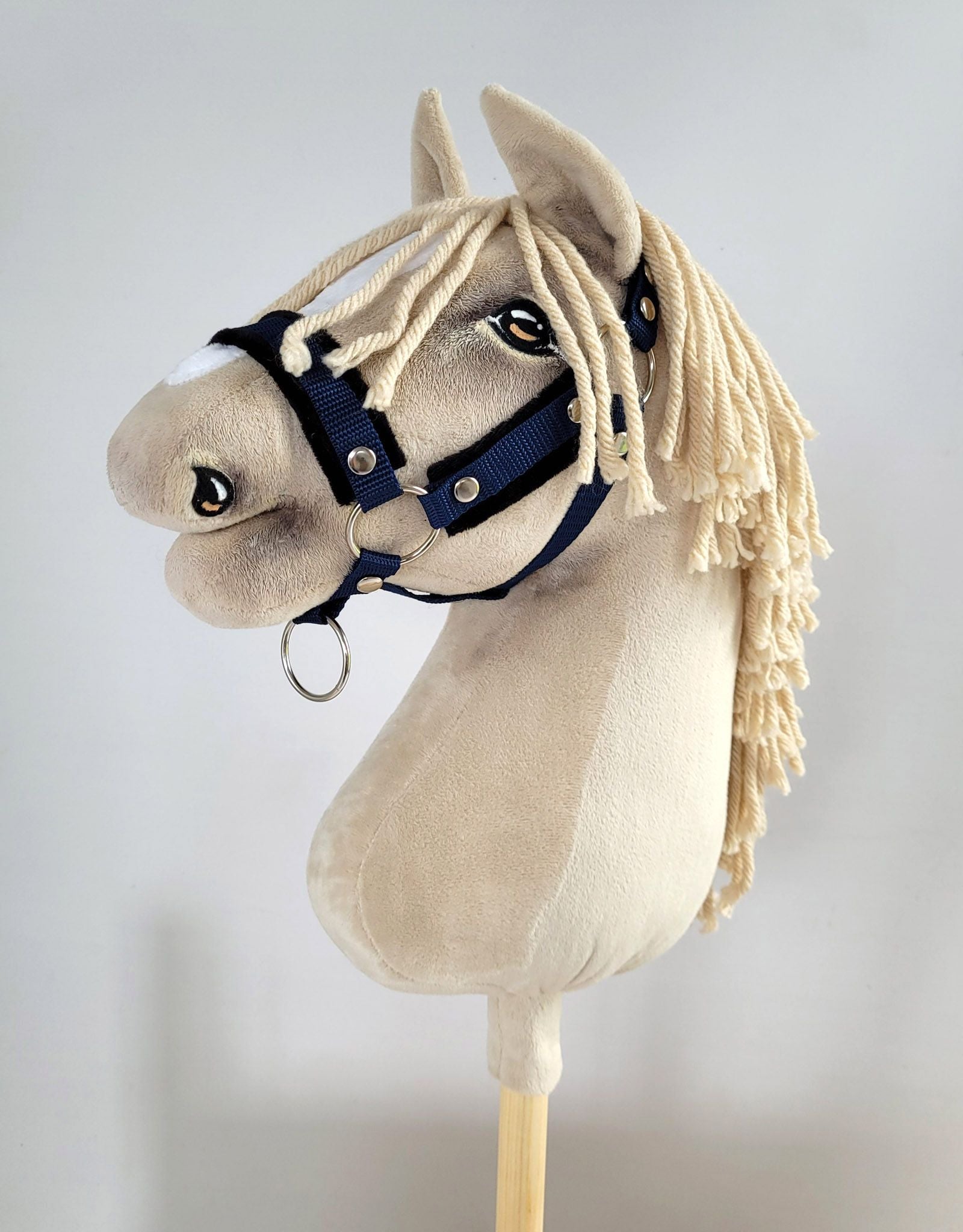 Verstelbare halster, paardenhalster, extra zacht pluche – comfortabel & duurzaam – maat A3 navy