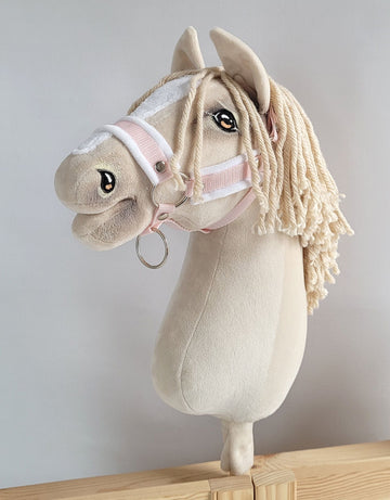 Verstelbaar halster, paardenhalster, extra zacht bont en comfortabel – poederroze – maat A3