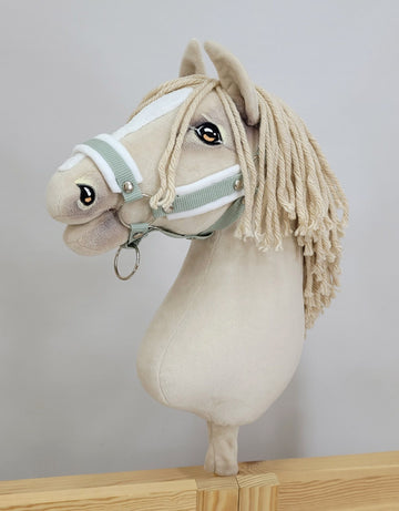 Verstelbare halster, hoofdstel, extra zacht comfort - voor Hobby Horse A3 - salie/wit