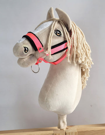 Verstelbare halster - hoofdstel - comfortabel minky vacht voor Hobby Horse A3, neonroze