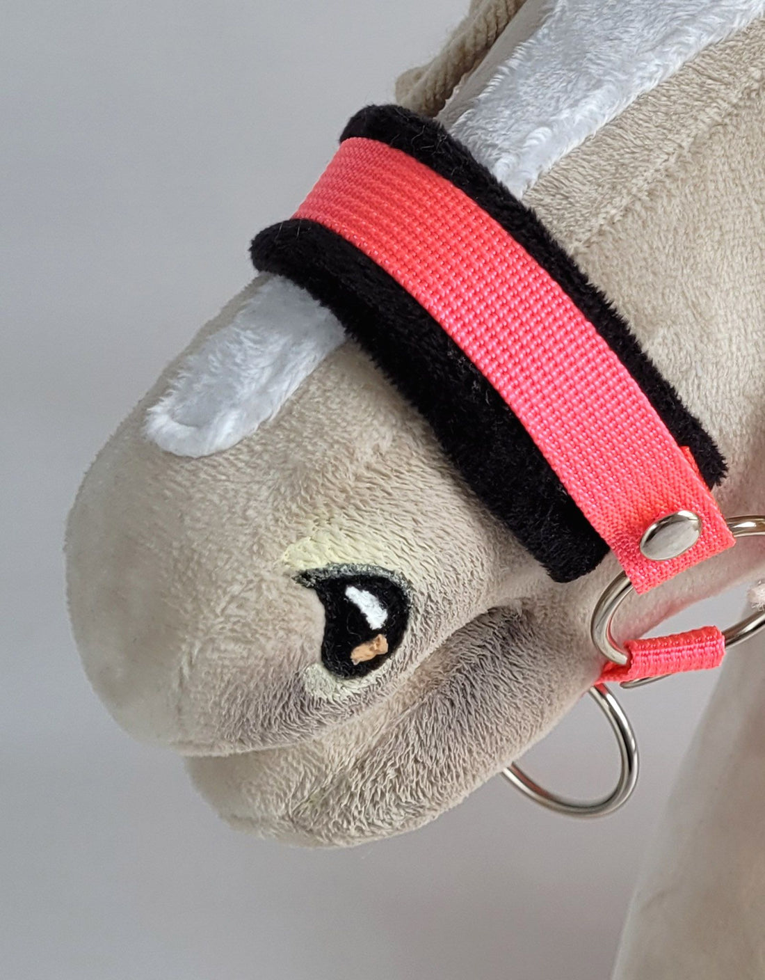 Verstelbare halster - hoofdstel - comfortabel minky vacht voor Hobby Horse A3, neonroze