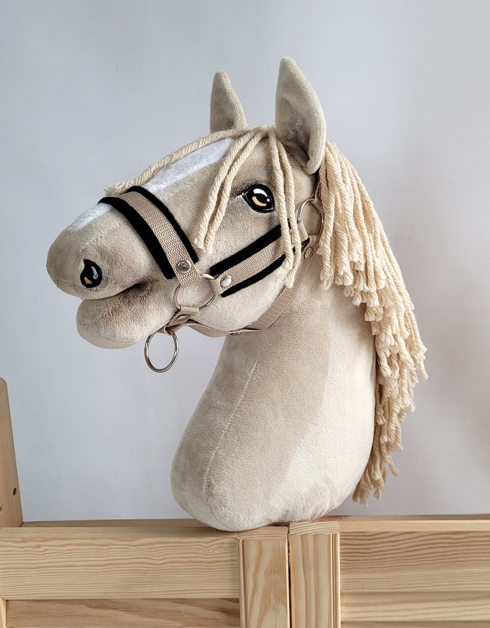 Verstelbaar halster, paardenhalster, extra comfort – zwart pluche & nylon – maat A3