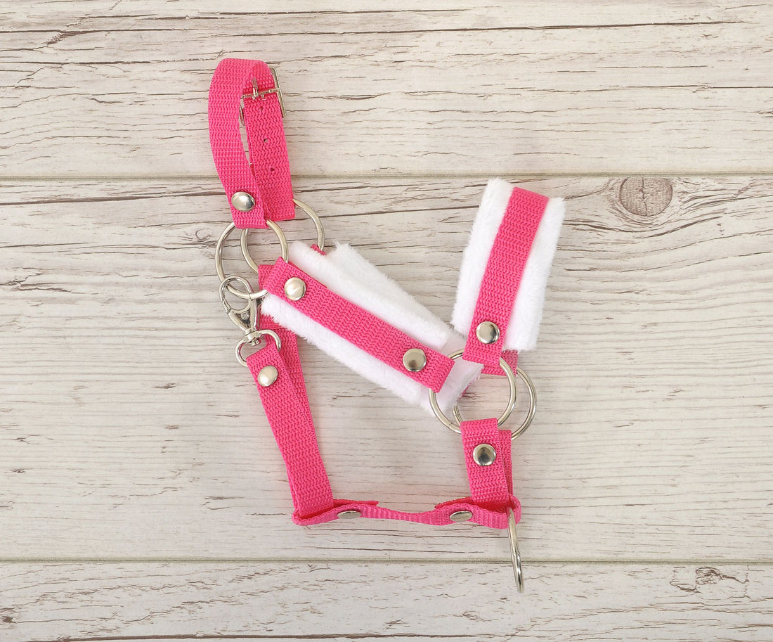 Verstelbaar halster – paardenhalster – extra comfort met witte bontvoering