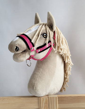 Verstelbare halster, hoofdstel - extra zacht bont - voor Hobby Horse A3, donkerroze, duurzaam