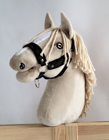 Verstelbare halster, paardenhalster, comfortabel minky bontvoering - zwart - maat A3