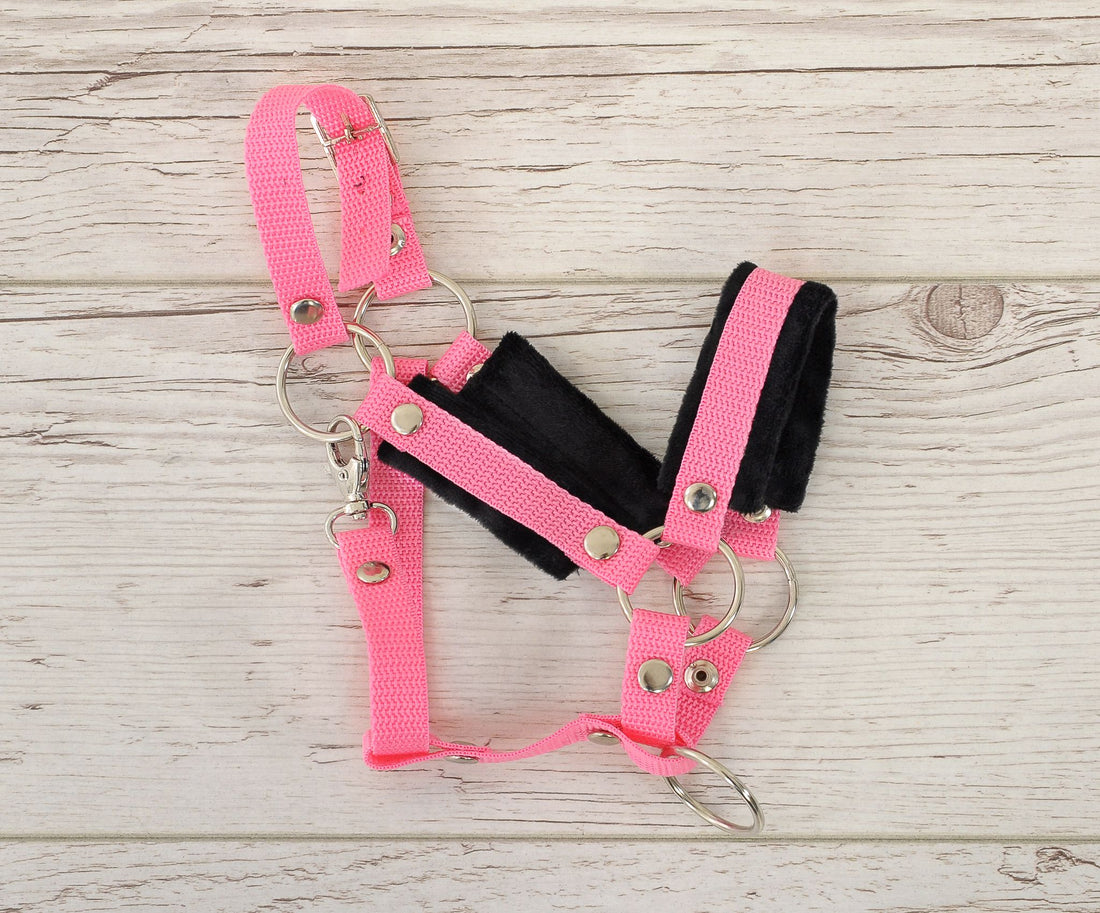 Verstelbare halster - hoofdstel - zacht gevoerd en stevig - roze - voor Hobby Horse A3