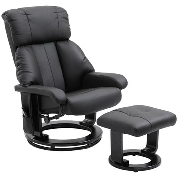 Massagestoel met voetenbank - 10 trilpunten | Kleur: Zwart | Afmetingen: 80x76x102 cm