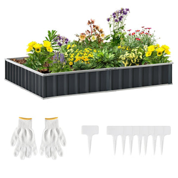 Metalen plantenbak - Verhoogde moestuinbak | Kleur: Donkergrijs | Afmetingen: 90x258x30 cm