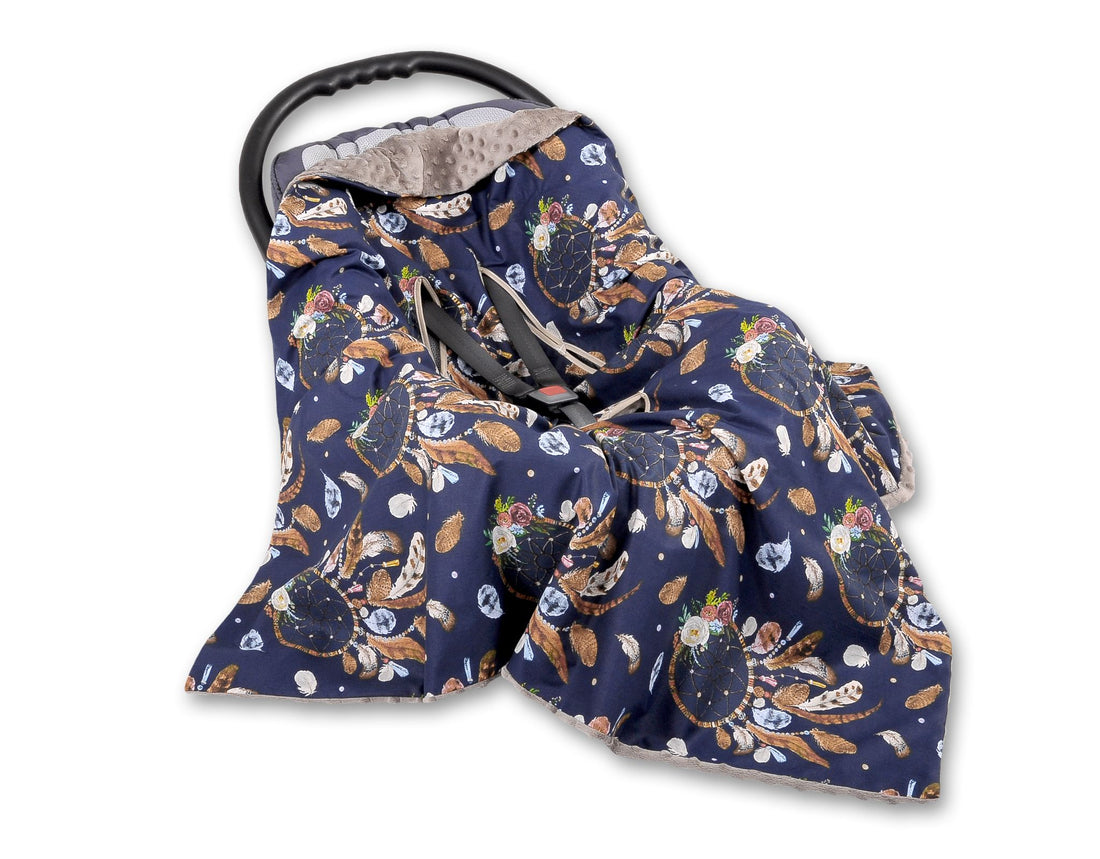 Dubbelsidig bilbarnstolsfilt - omlottfilt - extra mjuk och varm komfort