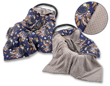 Dubbelsidig bilbarnstolsfilt - omlottfilt - extra mjuk och varm komfort