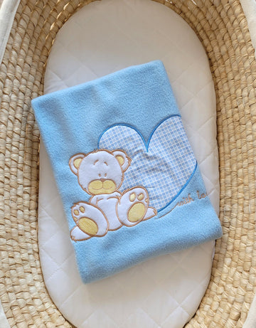 Babyddeken, fleece deken, extra zacht & warm, geschikt voor ledikant en buggy - Milo blauw