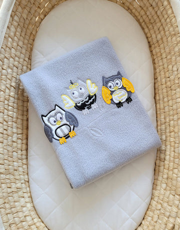 Babydeken, fleece deken, extra zacht & warm – 70x100cm – grijs-geel – wasbaar