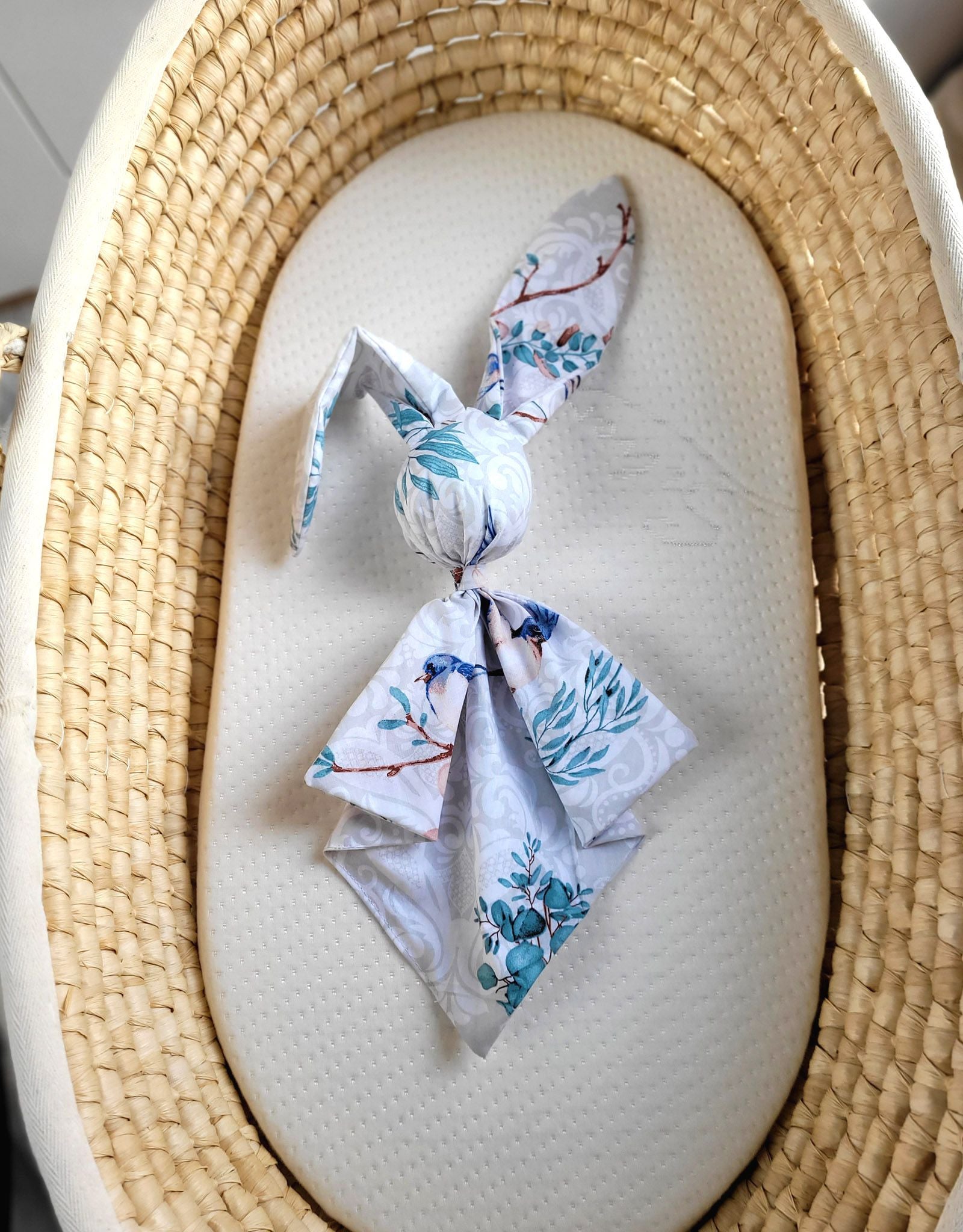 Konijnenfleece deken - knuffeldoek - extra zacht & duurzaam katoen - Blauwe Vogeltjes