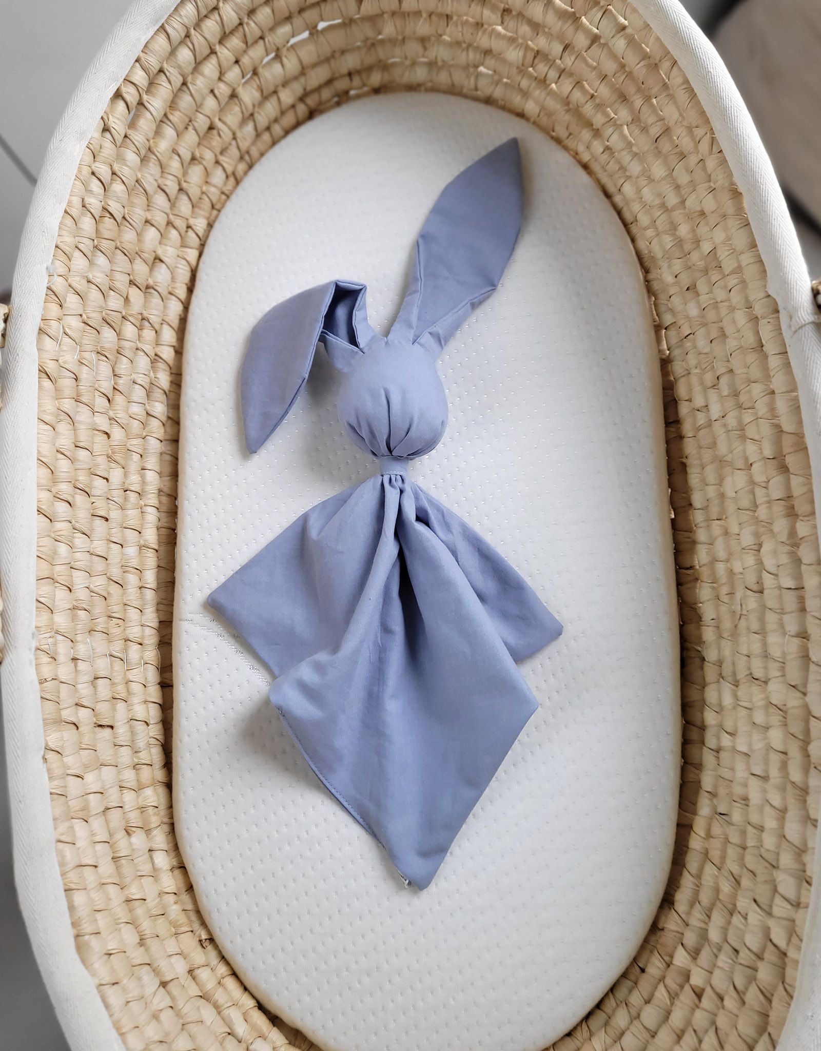Konijnenknuffeldoekje, knuffelkleedje, extra zacht katoen – pastelblauw – veilig voor baby's