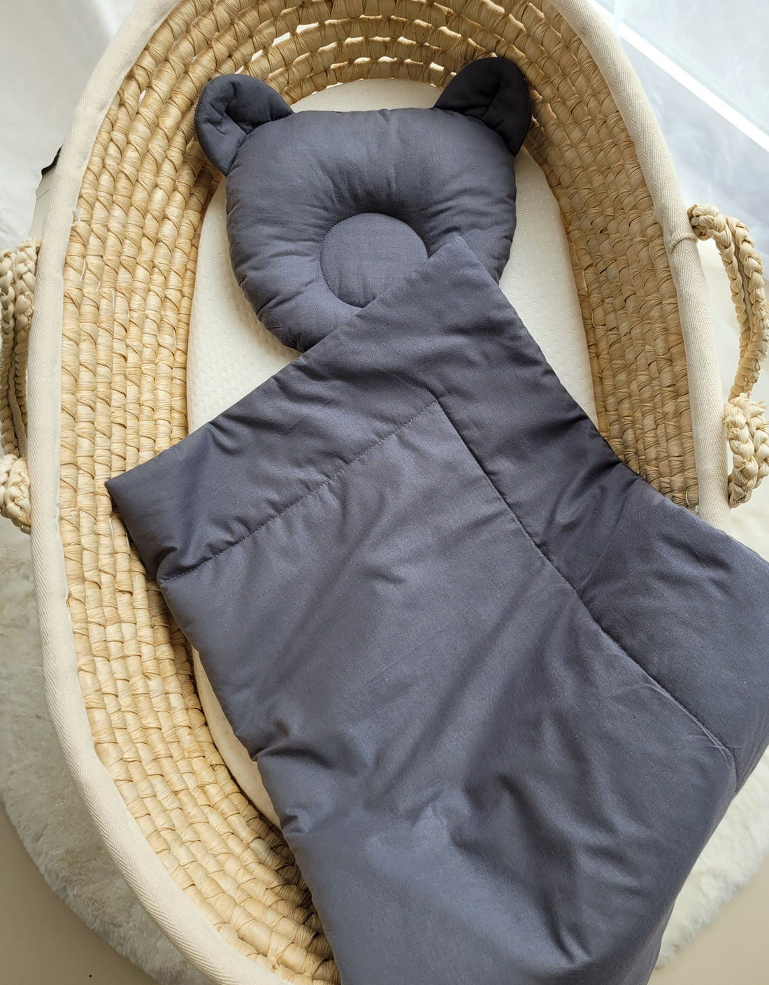 Babybeddenset, babybeddengoed - inclusief teddybeer-kussen, 100% katoen, veilig & ademend