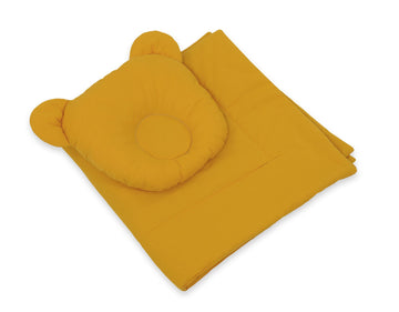2-delige baby beddenset - wiegset - 100% katoen, anti-afplatting kussen, honing geel