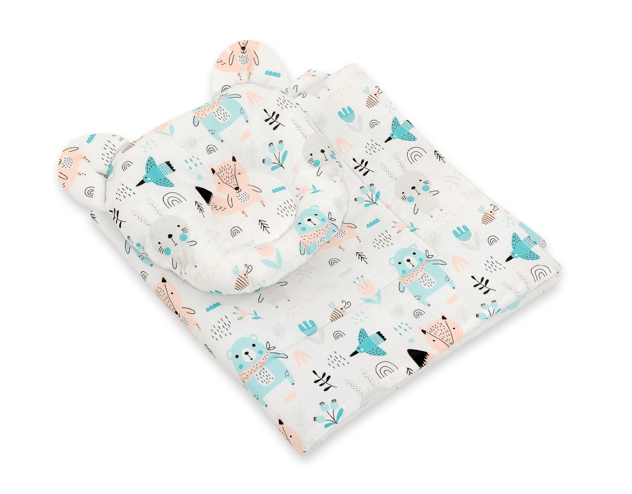 Babydekbed met teddy kussen - babybeddengoedset - Oeko-Tex katoen, ademend en huidvriendelijk