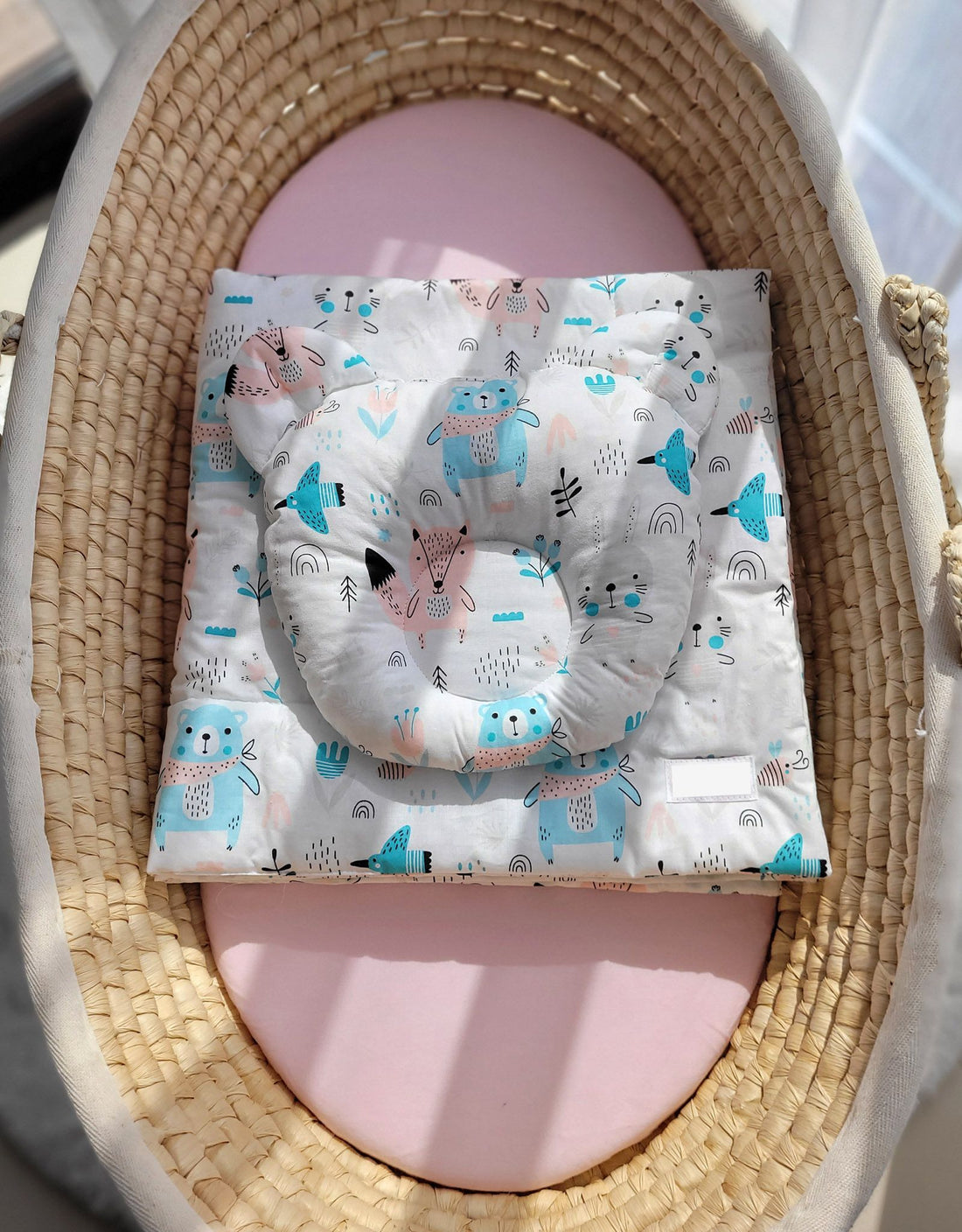 Babydekbed met teddy kussen - babybeddengoedset - Oeko-Tex katoen, ademend en huidvriendelijk