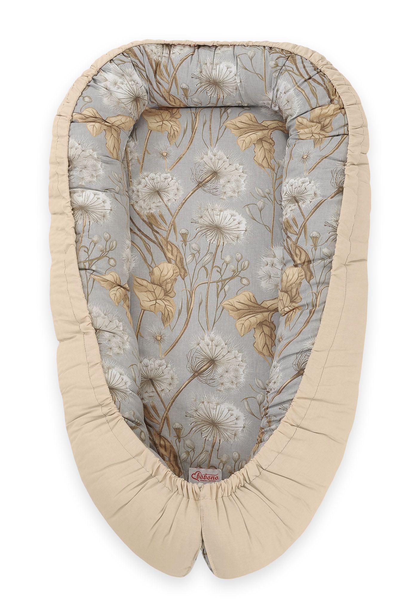 Baby nest - baby cocoon - tweezijdig, ademend en veilig, verstelbaar, grijs/beige, BOBONO