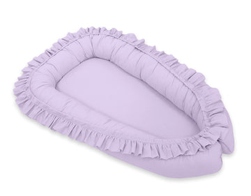 Baby nestje, cocoon, veilig Okotex-katoen – BellaFurn Baby lila met ruches