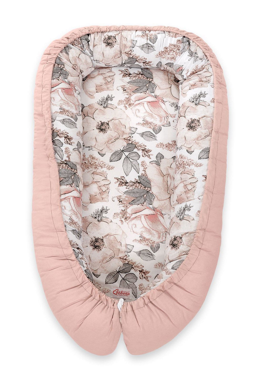 Baby nestje, cocoon, dubbelzijdig comfort en veiligheid – BOBONO – Sepia Rozen/Pastel Roze