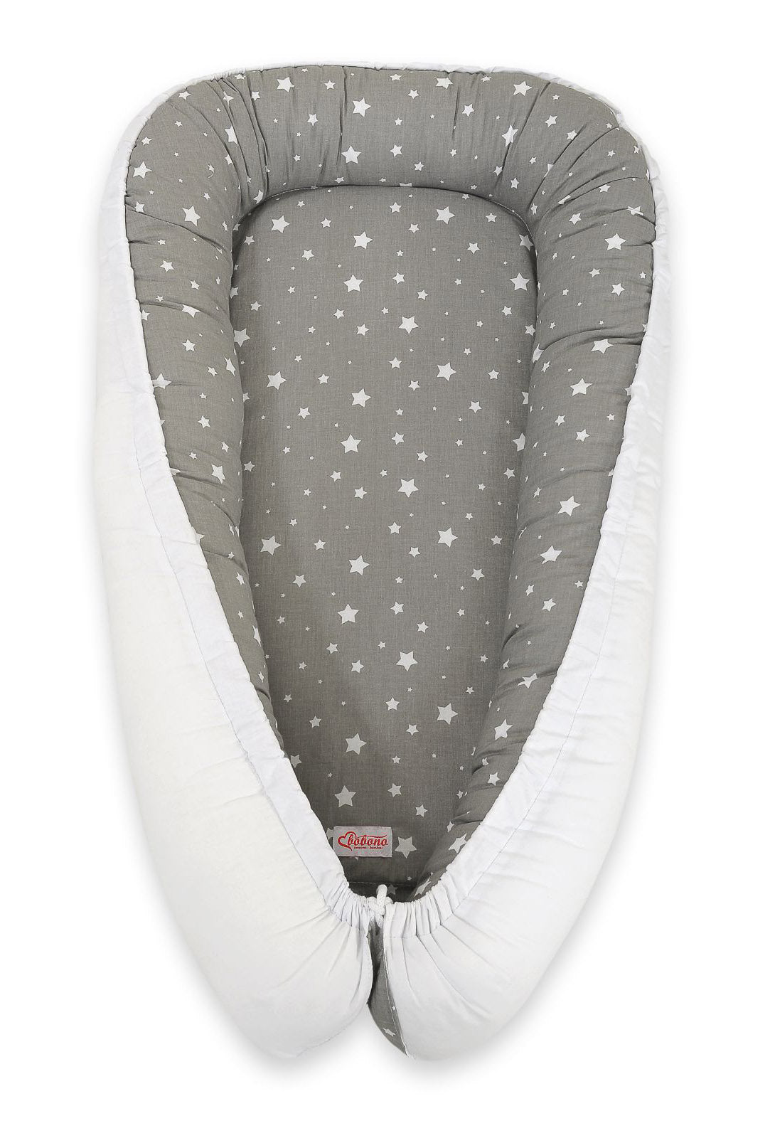 Baby nest, cocon, Oeko-Tex katoen, verstelbaar, dubbelzijdig, BOBONO Mini Stars Wit/Wit