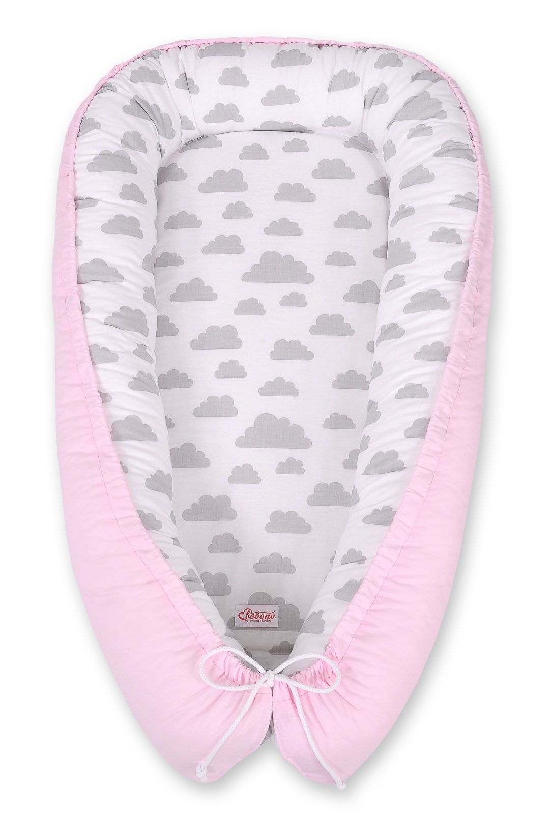 Babynest, cocoon, verstelbaar en Ökotex gecertificeerd – BOBONO tweezijdig, grijs/roze