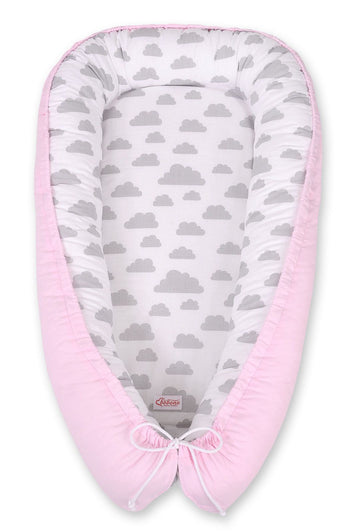 Babynest, cocoon, verstelbaar en Ökotex gecertificeerd – BOBONO tweezijdig, grijs/roze