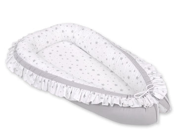 Baby nestje – cocon – geborgenheid & comfort – dubbelzijdig – grijze sterren – Oeko-Tex katoen