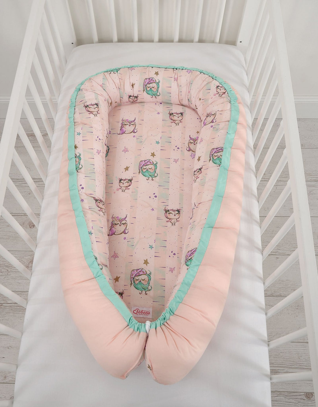 Baby nestje, cocoon, dubbelzijdig & verstelbaar voor optimale geborgenheid - Bobono Uilen