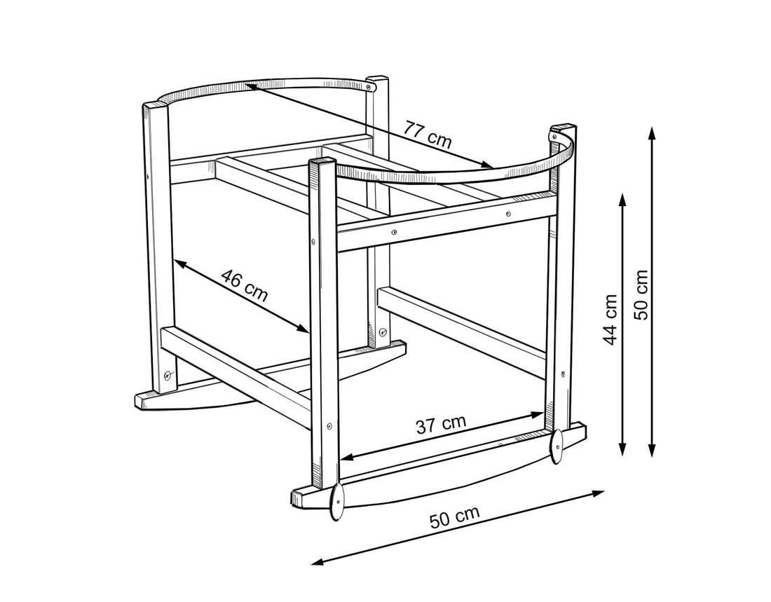 Handgjord vagga, gungvagga, antibakteriell madrass – BOHO-stil – pistagebomull