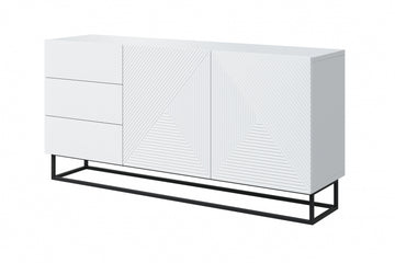 Asha ladekast 167 cm breed - Mat wit met zwarte metalen poten | Kleur: Mat wit | Maat: 167x81x43 cm