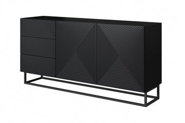 Asha ladekast met 3 lades en metalen poten - Modern & functioneel | Kleur: Mat zwart