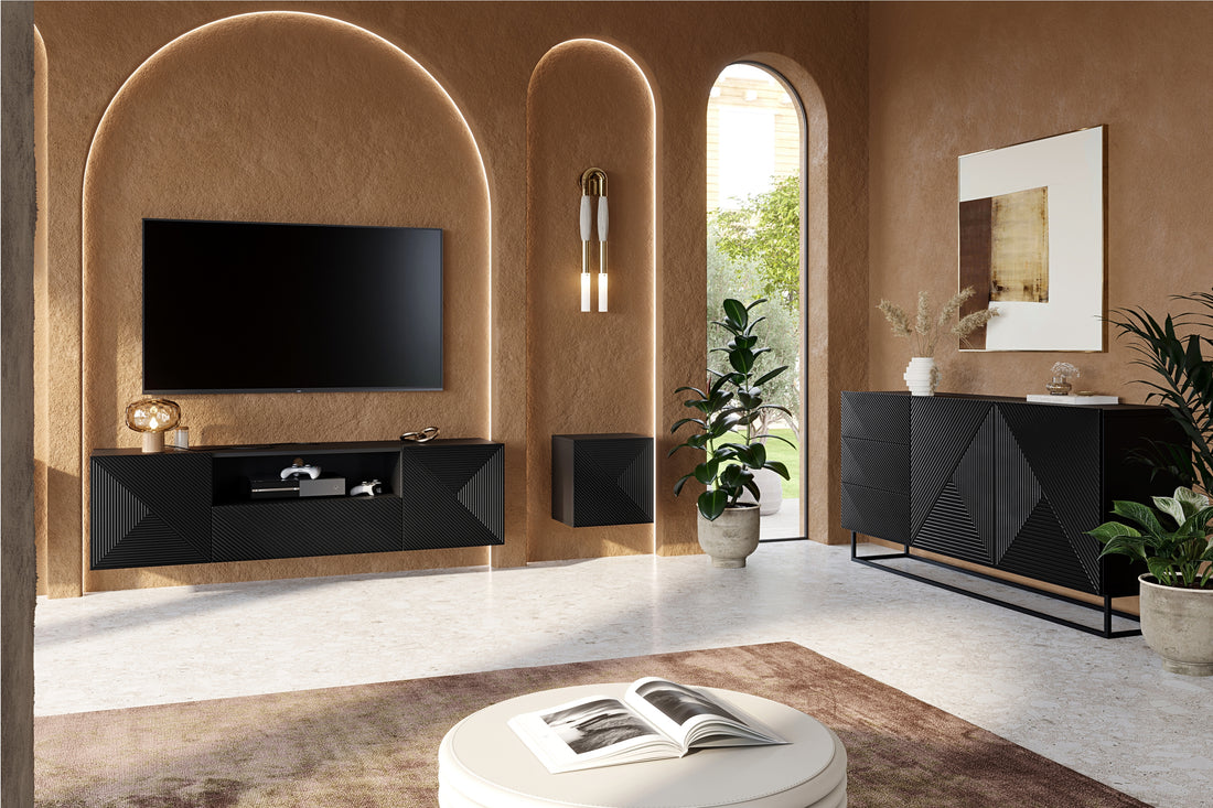 Asha ladekast met 3 lades en metalen poten - Modern & functioneel | Kleur: Mat zwart