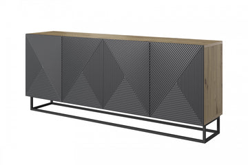 Asha ladekast 200 cm - Vierdeurs opbergruimte met soft-close | Kleur: Artisan eiken