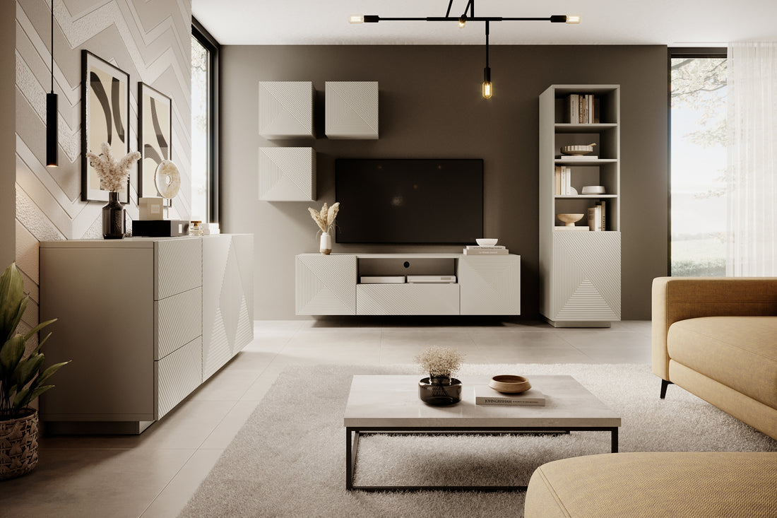 Asha ladekast 167 cm – Moderne opberger met push-to-open systeem | Kleur: Kasjmier