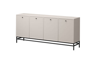 Lorini Vierdeurs Ladekast 200 cm - MDF kasjmier met zwart metalen frame | Kleur: Kasjmier