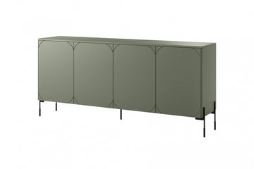 Sonatia ladekast met 4 deuren en metalen poten - Opbergruimte & push-to-open | Olijfgroen