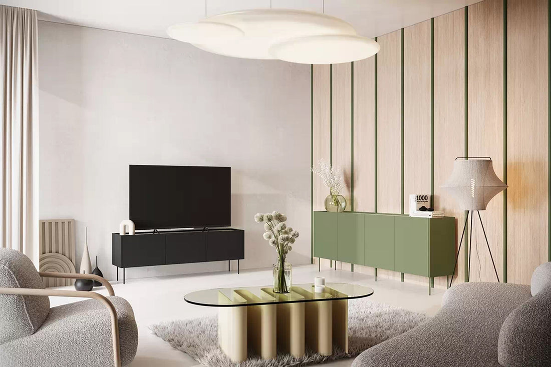 Desin ladekast 220 cm - Softclose deuren, metalen poten | Kleur: Olijf/Nagano Eik