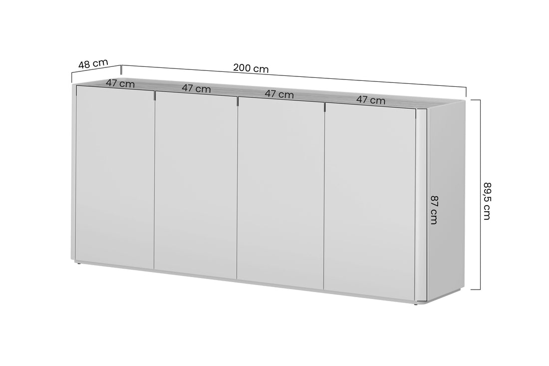 Elivo ladekast 200 cm - Ruime kast met 4 deuren en 8 planken | Kleur: Eucalyptus & Baltische