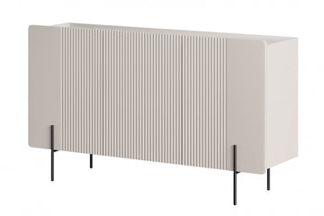 Malmi ladekast 150 cm - Moderne kast met ruime opbergruimte | Kasjmier | Crema Bianca | Zwarte poten