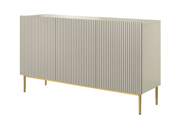 Nicole ladekast 150 cm 3-deurs gegroefd front soft-close | Kasjmier | Gouden poten